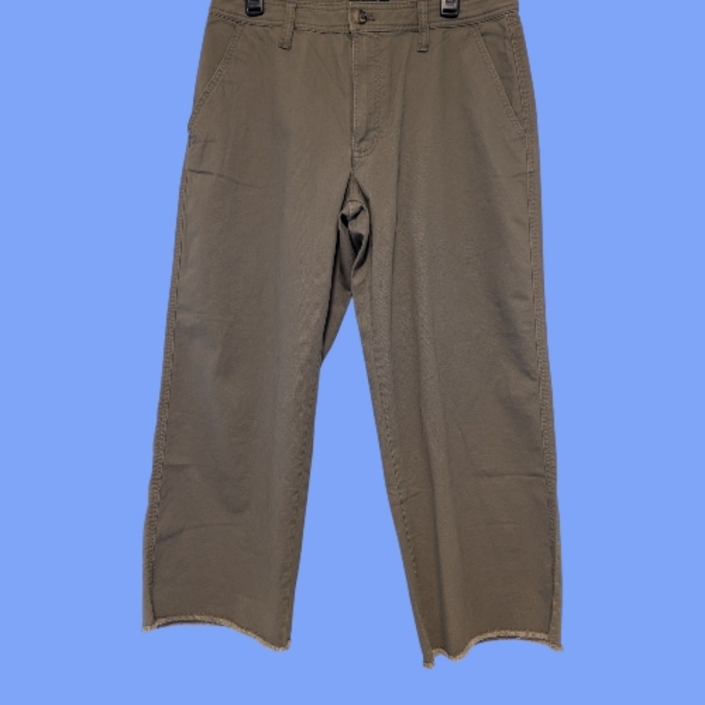 NWT Banana Republic Olive Green Wide Leg High Rise Cropped Pants Size 10